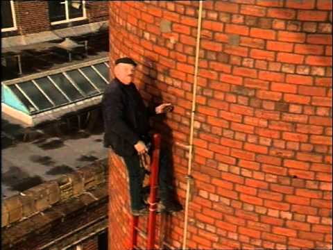 Frd Dibnah creating ladder to scale chimney