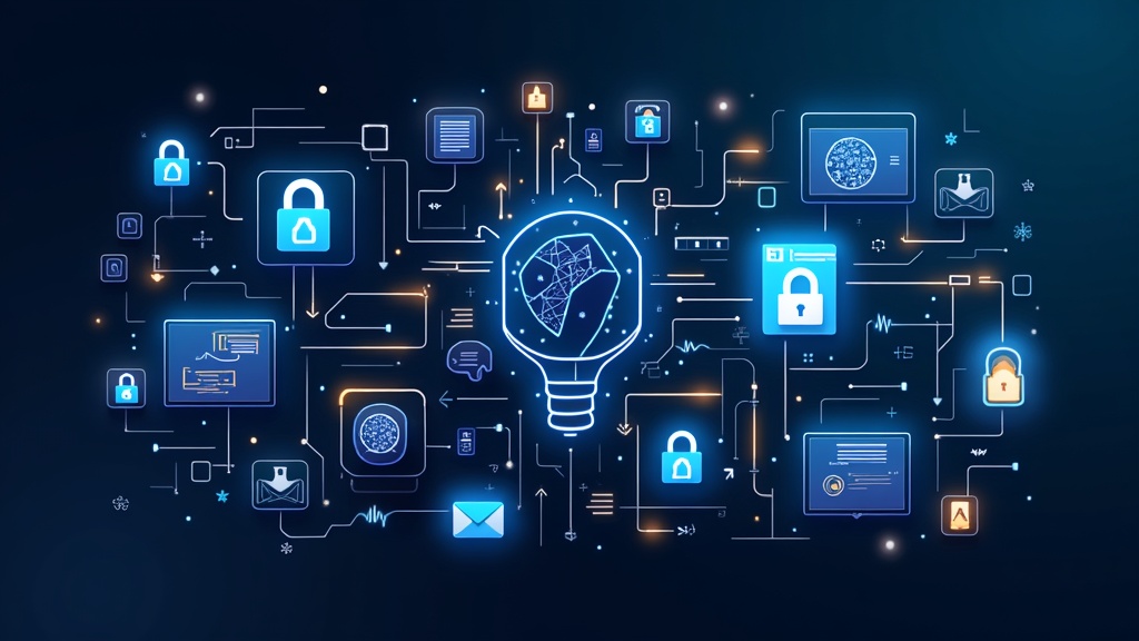 Futuristic digital space showing AI video creation, automation, and creativity