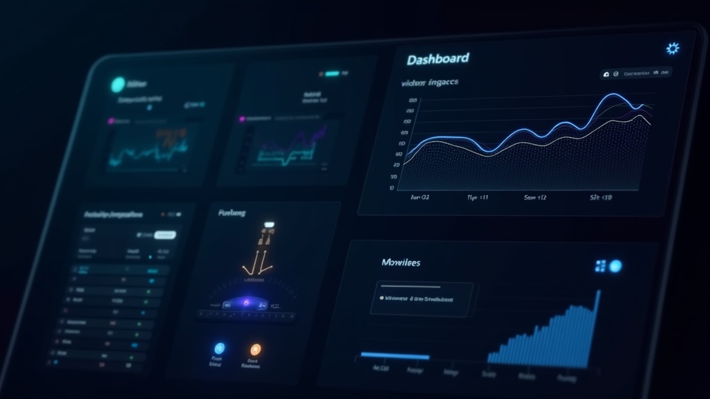 Abstract AI dashboard with video analytics and creative visual cues