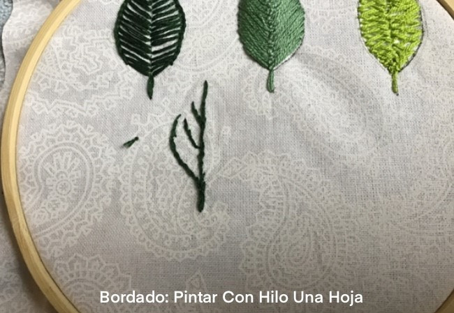 Bordado Pintar Con Hilo Una Hoja