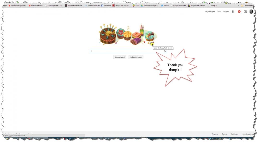 Google wishing Happy Birthday