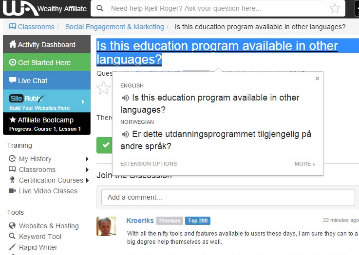 Translate selections