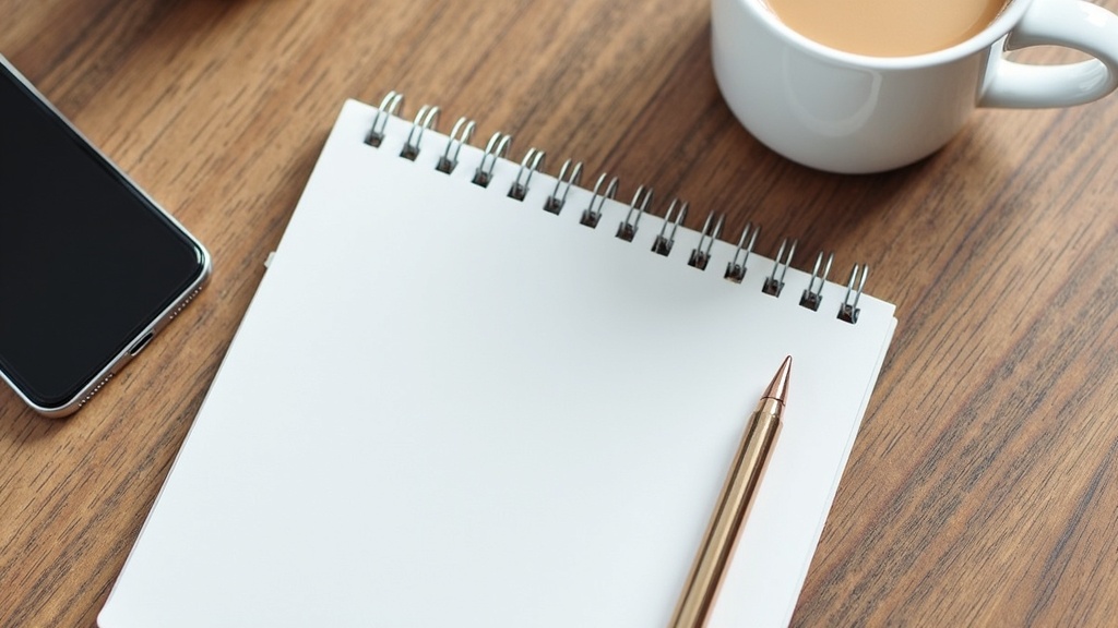 A flat lay image of a smartphone, notepad, and pen on a wooden desk with a cup of coffee in the background, symbolizing online side hustles.