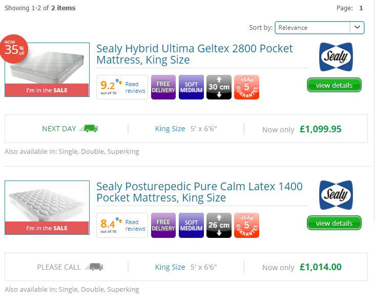 Sealy Mattress UK - Search Result