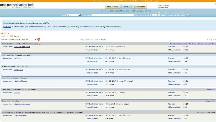 amazon mechanical turk listings