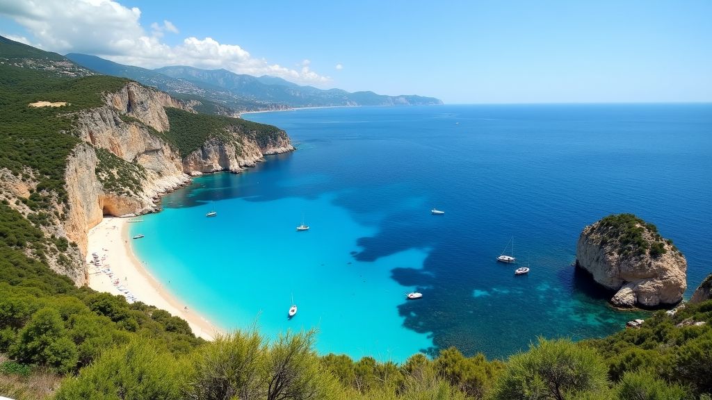 Beautiful coastline of Mallorca with turquoise water, rocky cliffs, and a sandy beach, typical of the Balearic Islands, The Best Balearic Islands Guide