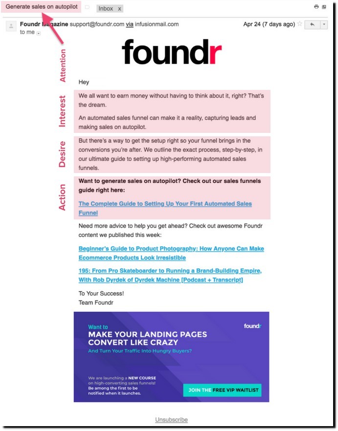 AIDA in action by Foundr