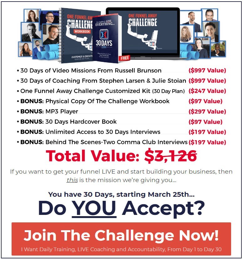 What You Get In The 'One Funnel Away' Challenge