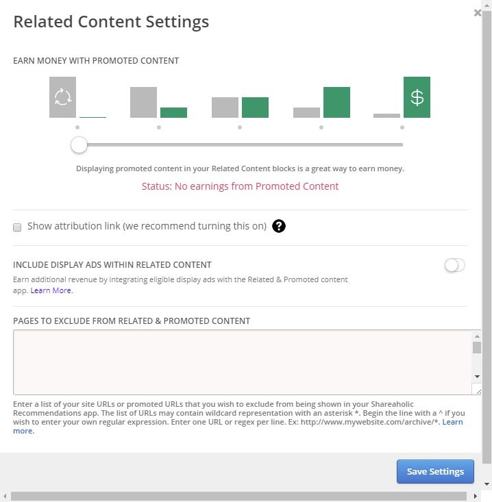 Shareaholic Related Content Settings Shareaholic Related Content Settings