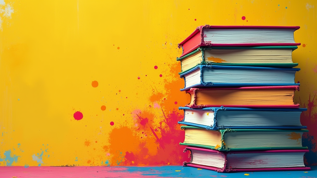 Colorful stack of books, vibrant abstract background, energetic vibe