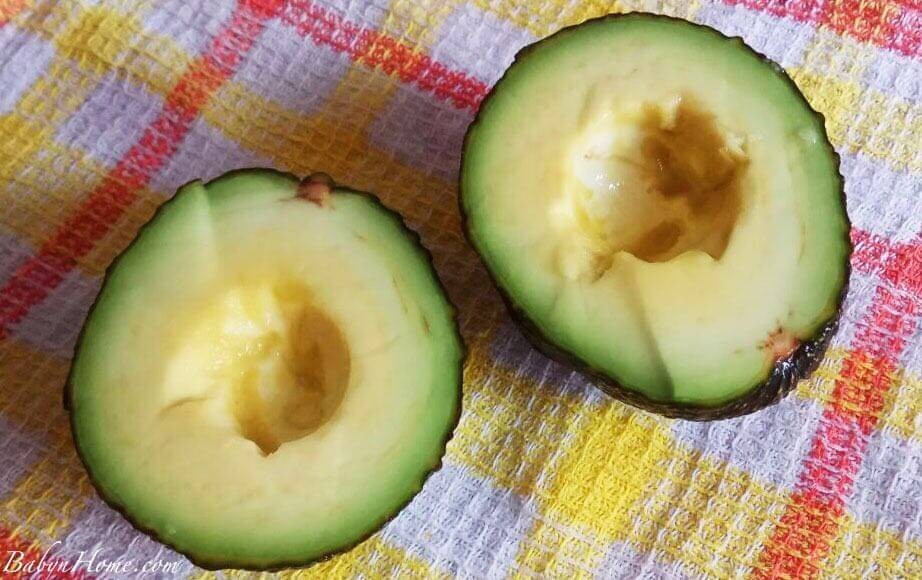Step 1: Cut the avocado into halves