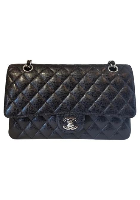  Chanel Pre-Owned | 2.55 CAVIAR SILVERNERO TIMELESS