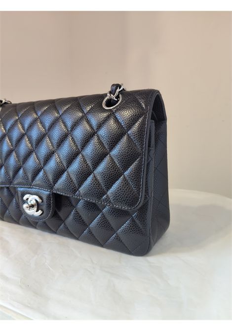  Chanel Pre-Owned | 2.55 CAVIAR SILVERNERO TIMELESS