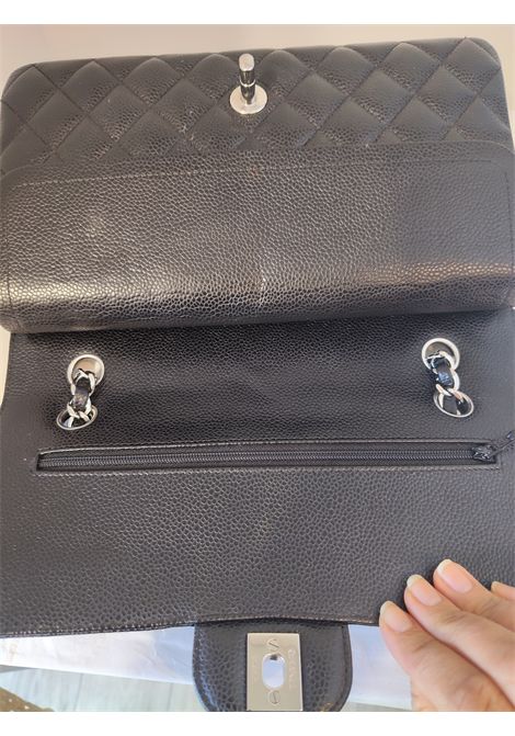  Chanel Pre-Owned | 2.55 CAVIAR SILVERNERO TIMELESS