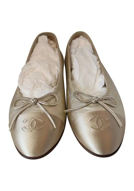 Chanel Gold tone leather Cc ballerina in italian size 38.5 Chanel Pre-Owned | BALLERINE GOLDGOLD