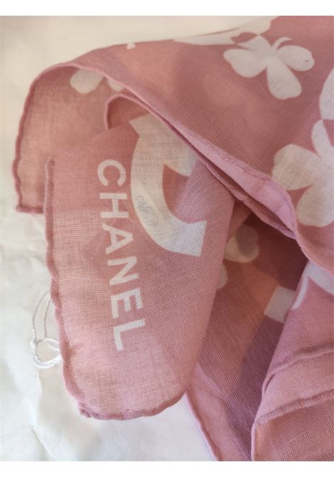 Chanel Pink with White flowers scarf Chanel Pre-Owned | FOULARDROSA