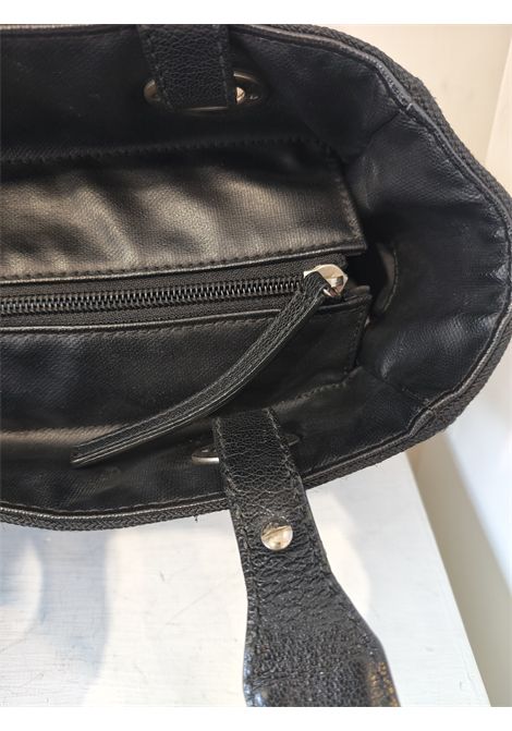 Chanel black quilted Canvas Paris Biarritz Tote silver hardware Chanel Pre-Owned | NERA PELLE E TESSUTOHARDWARE SILVER
