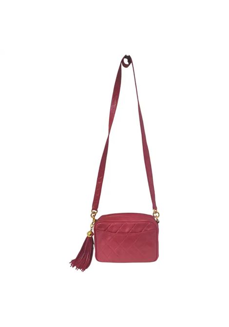 1991 Chanel red lamb leather 24kt gold plated hardware camera bag Chanel Pre-Owned | RED CAMERA BAGROSSA 1991