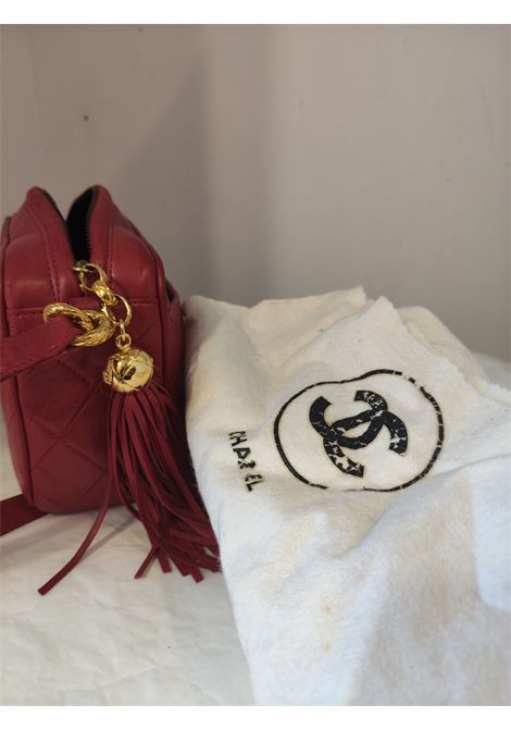 1991 Chanel red lamb leather 24kt gold plated hardware camera bag Chanel Pre-Owned | RED CAMERA BAGROSSA 1991