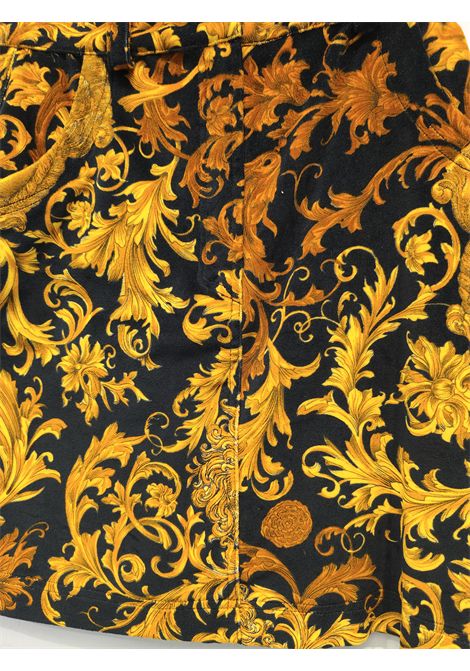 1990s Versace Jeans by Gianni Versace black and gold baroque skirt size 42 it Gianni Versace Pre-Owned | BAROCCOVELLUTINO