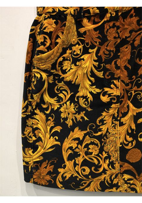 1990s Versace Jeans by Gianni Versace black and gold baroque skirt size 42 it Gianni Versace Pre-Owned | BAROCCOVELLUTINO