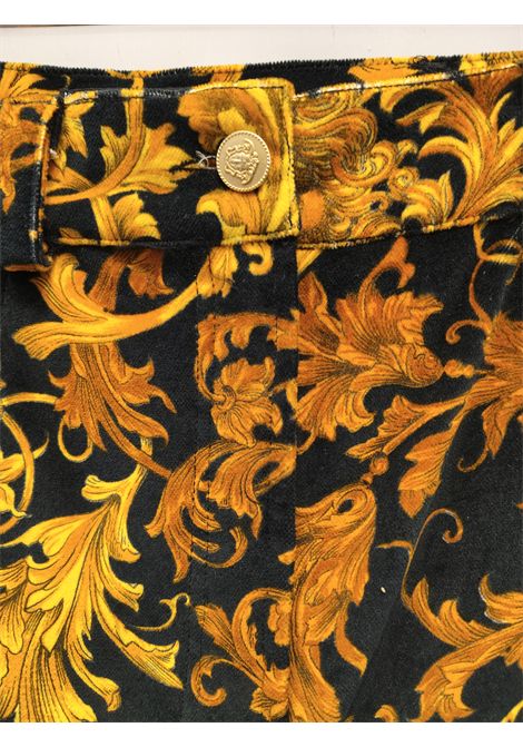 1990s Versace Jeans by Gianni Versace black and gold baroque skirt size 42 it Gianni Versace Pre-Owned | BAROCCOVELLUTINO