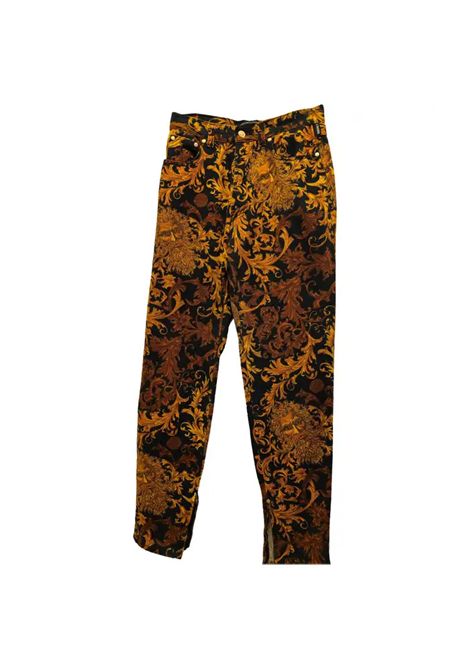 1990s Versace Jeans by Gianni Versace black and gold baroque pants size 32 denim Gianni Versace Pre-Owned | PANT BAROCCOBAR