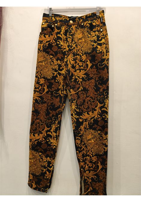 1990s Versace Jeans by Gianni Versace black and gold baroque pants size 32 denim Gianni Versace Pre-Owned | PANT BAROCCOBAR