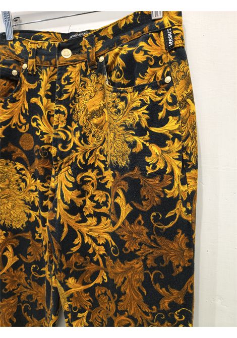 1990s Versace Jeans by Gianni Versace black and gold baroque pants size 32 denim Gianni Versace Pre-Owned | PANT BAROCCOBAR