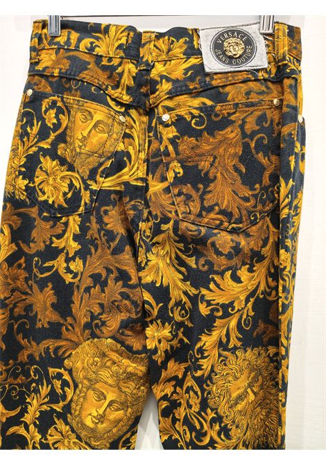 1990s Versace Jeans by Gianni Versace black and gold baroque pants size 32 denim Gianni Versace Pre-Owned | PANT BAROCCOBAR