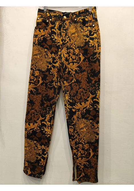1990s Versace Jeans by Gianni Versace black and gold baroque pants size 32 denim Gianni Versace Pre-Owned | PANT BAROCCOBAR