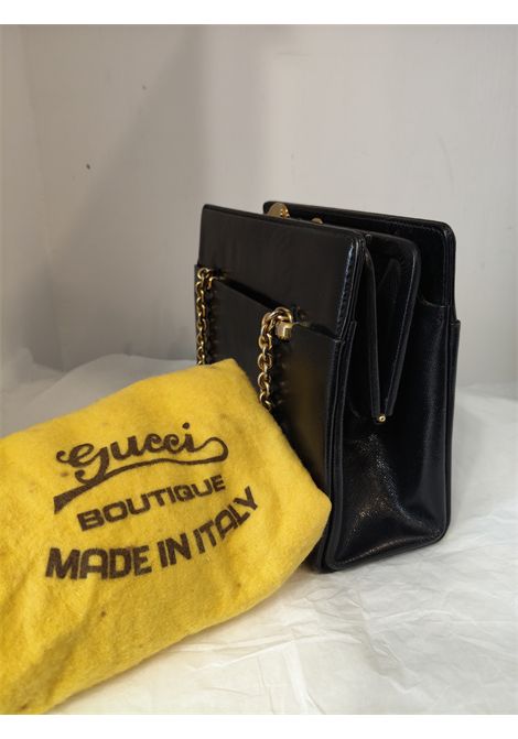 1980s Gucci black leather handle bag Gucci Pre-Owned | CUORE BLUNERO