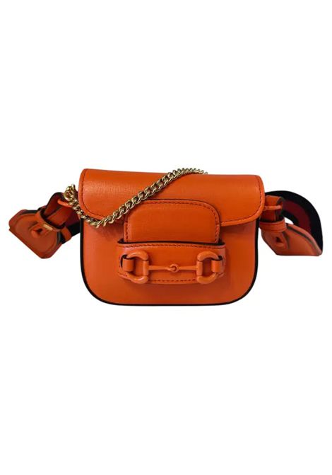2015 Gucci horsebit 1955 mini black lamb leather bag Gucci Pre-Owned | MINI HORSEBITARANCIO
