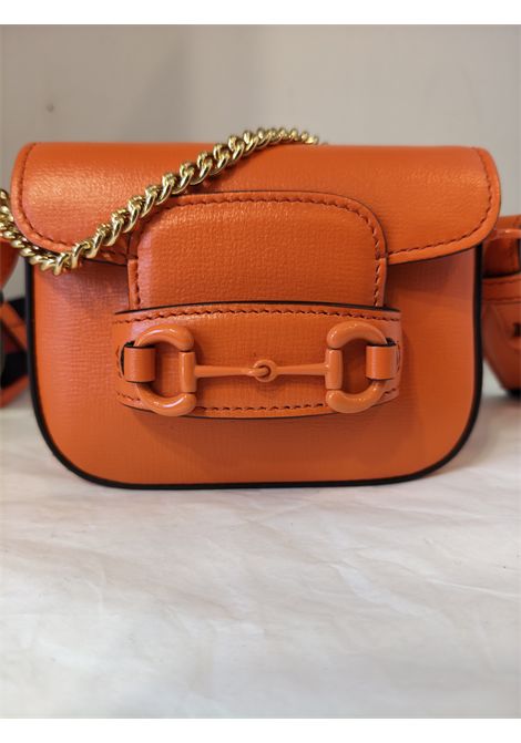 2015 Gucci horsebit 1955 mini black lamb leather bag Gucci Pre-Owned | MINI HORSEBITARANCIO