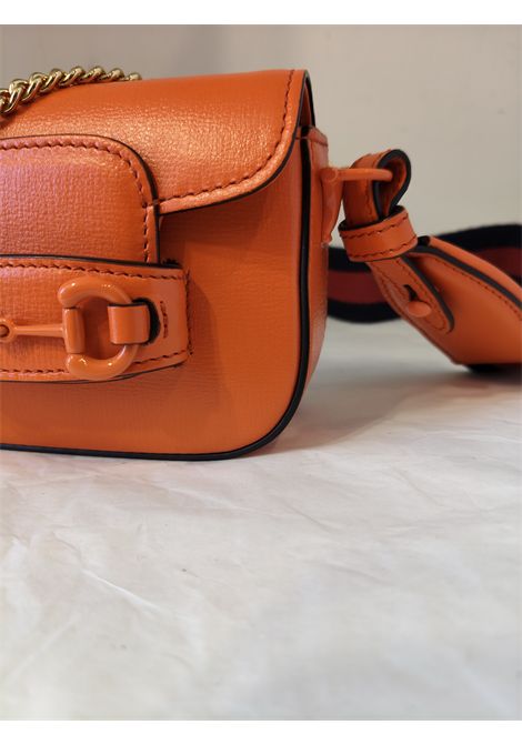 2015 Gucci horsebit 1955 mini black lamb leather bag Gucci Pre-Owned | MINI HORSEBITARANCIO