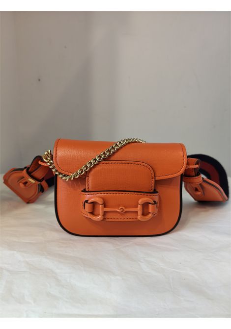 2015 Gucci horsebit 1955 mini black lamb leather bag Gucci Pre-Owned | MINI HORSEBITARANCIO