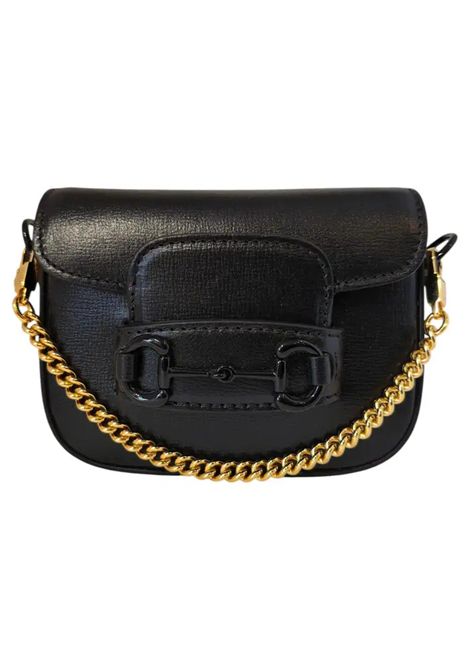 2015 Gucci horsebit 1955 mini black lamb leather bag Gucci Pre-Owned | MINI HORSEBITNERO