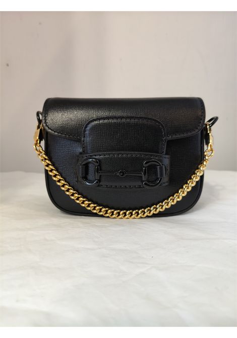 2015 Gucci horsebit 1955 mini black lamb leather bag Gucci Pre-Owned | MINI HORSEBITNERO