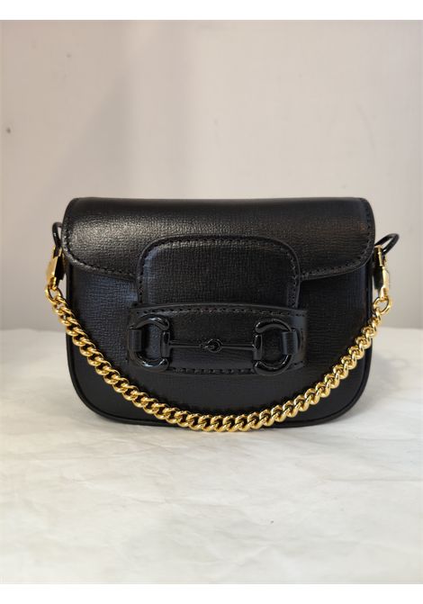 2015 Gucci horsebit 1955 mini black lamb leather bag Gucci Pre-Owned | MINI HORSEBITNERO