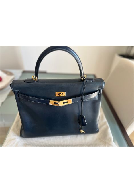 1992 Hermès Kelly 35 in dark Blue navy with Gold hardware Hermes Pre-Owned | KELLY32 DEL 92BLU NOTTEN