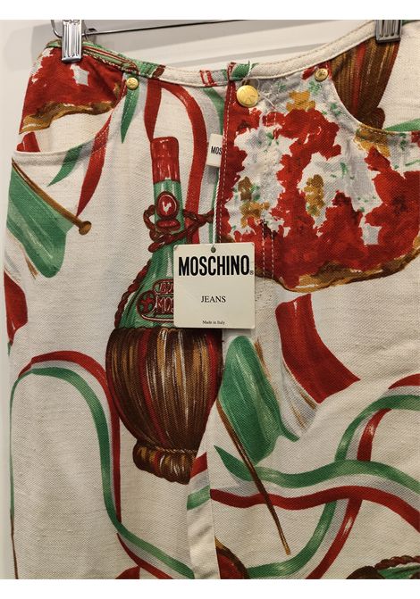 1980s Moschino White italian flag Wicked wine bottle pants NWOT Moschino Pre-Owned | FIASCHI VINOBIANCO