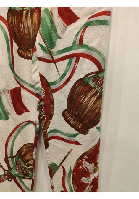 1980s Moschino White italian flag Wicked wine bottle pants NWOT Moschino Pre-Owned | FIASCHI VINOBIANCO