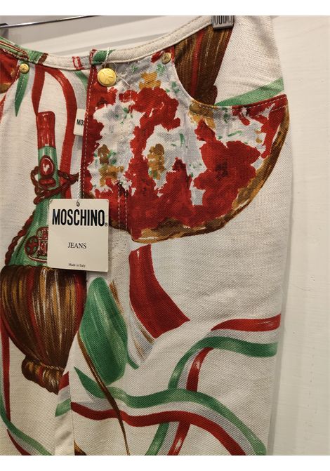 1980s Moschino White italian flag Wicked wine bottle pants NWOT Moschino Pre-Owned | FIASCHI VINOBIANCO