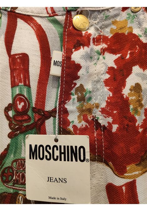 1980s Moschino White italian flag Wicked wine bottle pants NWOT Moschino Pre-Owned | FIASCHI VINOBIANCO