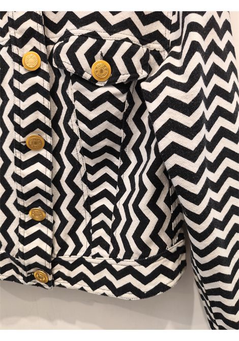 Moschino jeans iconica black and White zig Zag Heart Art jacket in size 42 Moschino Pre-Owned | HEART ARTBIANCO NERO