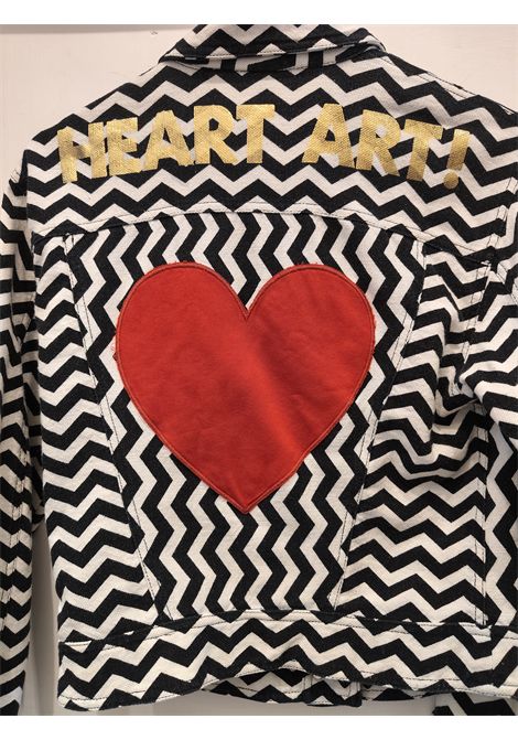 Moschino jeans iconica black and White zig Zag Heart Art jacket in size 42 Moschino Pre-Owned | HEART ARTBIANCO NERO