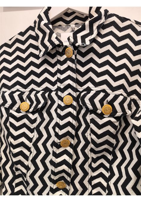 Moschino jeans iconica black and White zig Zag Heart Art jacket in size 42 Moschino Pre-Owned | HEART ARTBIANCO NERO