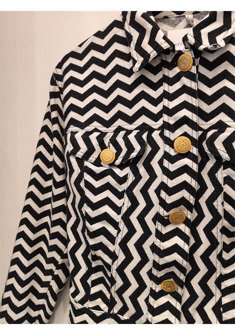 Moschino jeans iconica black and White zig Zag Heart Art jacket in size 42 Moschino Pre-Owned | HEART ARTBIANCO NERO
