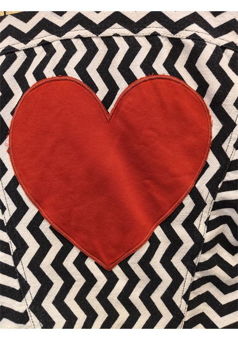 Moschino jeans iconica black and White zig Zag Heart Art jacket in size 42 Moschino Pre-Owned | HEART ARTBIANCO NERO