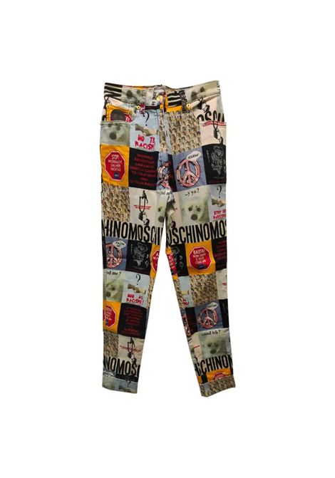 1990s Moschino No to Racism collection cotton pants size 40 Moschino Pre-Owned | NO TO RACISMMULTI